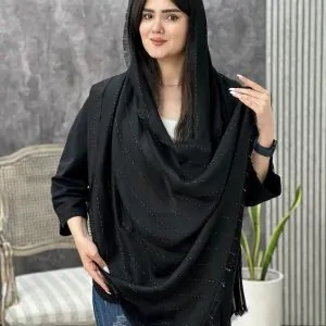 شال مشکی نخی ریشه پرزی عمده خدادوست رشت