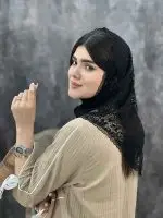 روسری سه گوش قواره 90 محرمی مشکی گیپور دوردانتل رشت عمده خدادوست